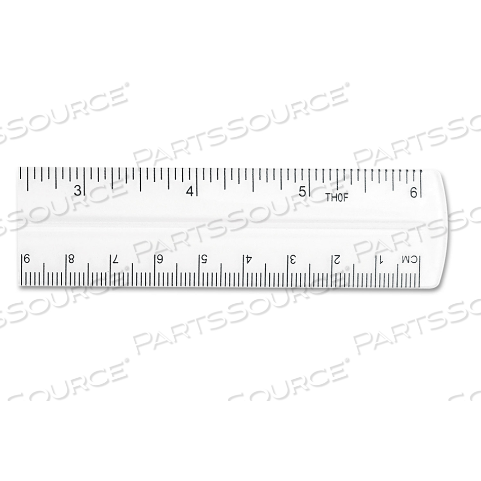 ENGLISH AND METRIC SHATTERPROOF RULER, 6" LONG, CLEAR by Westcott ENGLISH AND METRIC SHATTERPROOF RULER, 6" LONG, CLEAR by Westcott