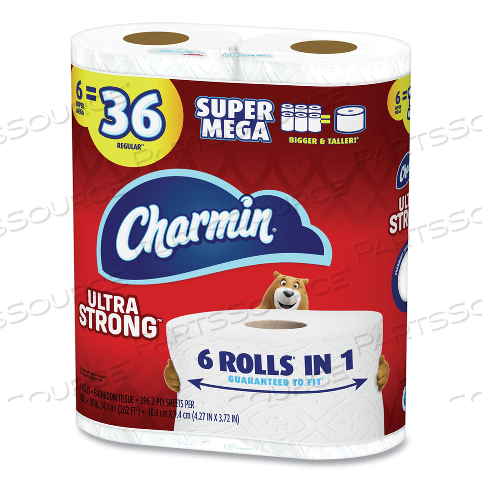 ULTRA STRONG BATHROOM TISSUE, SEPTIC SAFE, 2-PLY, WHITE, 396 SHEET/ROLL, 6 ROLLS/PACK, 3 PACKS/CARTON 