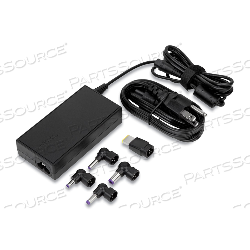 SEMI-SLIM LAPTOP CHARGER FOR VARIOUS DEVICES, 90W, BLACK by Targus