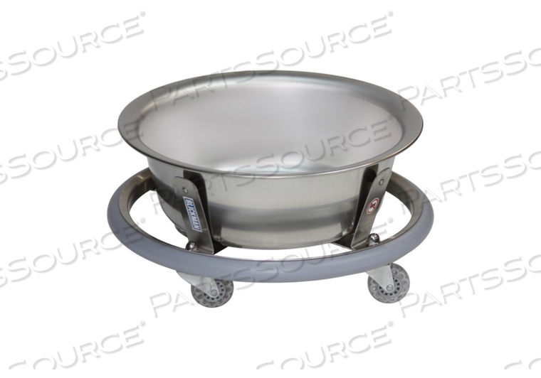 SPONGE RECEPTACLE 7 1/4"H X 15 3/4"D STAINLESS STEEL W/MOBILE CARRIAGE W/RUBBER BUMPER W/ 8 1/2" QT BASIN by Blickman
