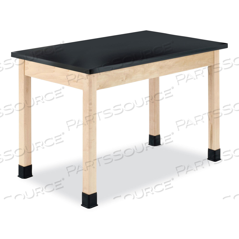 CLASSROOM SCIENCE TABLE, 60W X 24D X 30H, BLACK CHEMGUARD HIGH PRESSURE LAMINATE (HPL) TOP, MAPLE BASE 