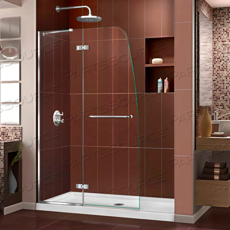 AQUA ULTRA 45" FRAMELESS HINGED SHOWER DOOR CHROME FINISH 