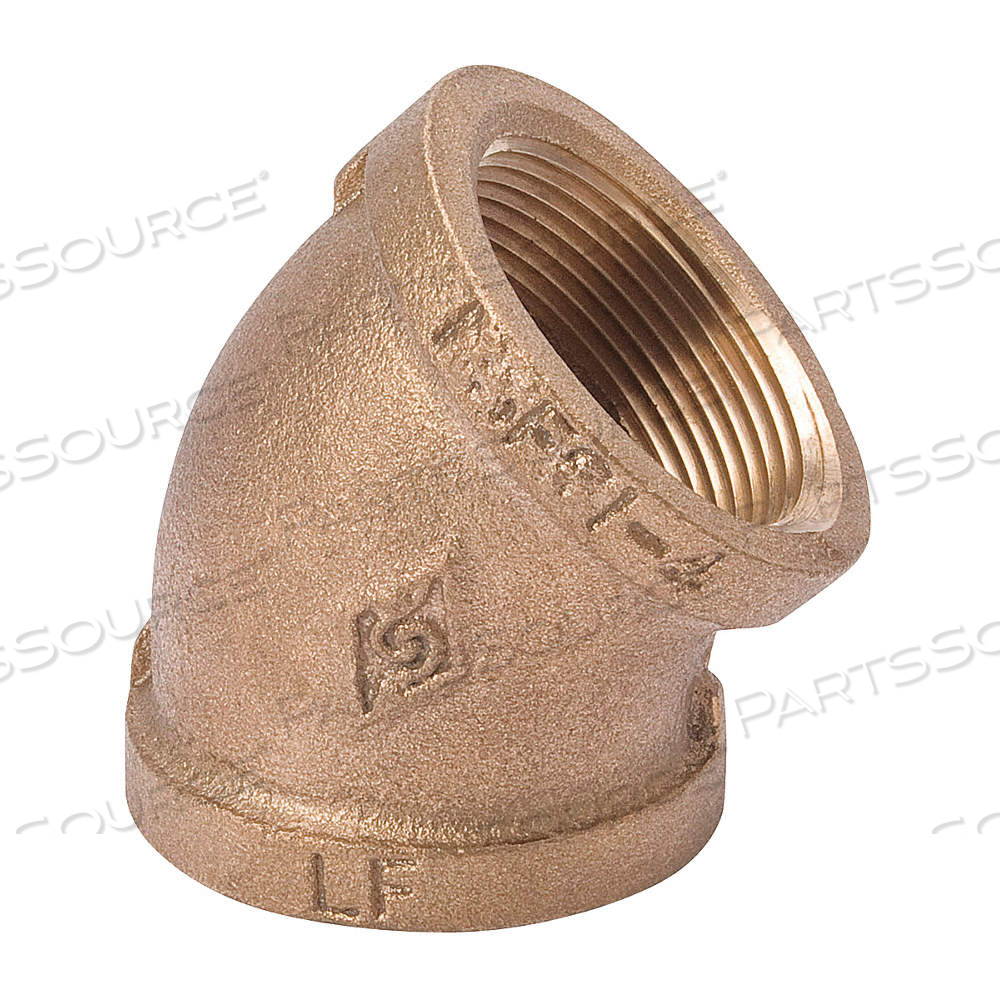 45° ELBOW, BRASS, 1 IN X 1 IN FITTING PIPE SIZE, FEMALE NPT X FEMALE NPT, CLASS 125 by Approved Vendor 45° ELBOW, BRASS, 1 IN X 1 IN FITTING PIPE SIZE, FEMALE NPT X FEMALE NPT, CLASS 125 by Approved Vendor