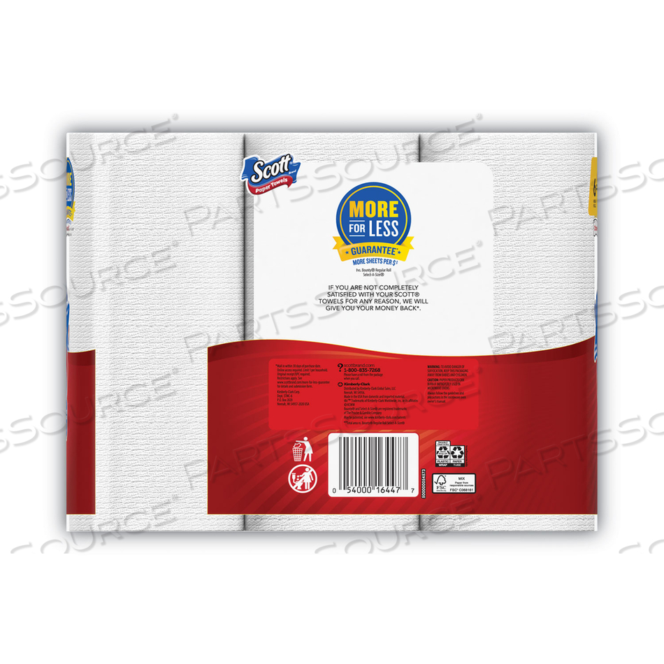 CHOOSE-A-SIZE MEGA KITCHEN ROLL PAPER TOWELS, 1-PLY, 102/ROLL, 6 ROLLS/PACK, 4 PACKS/CARTON by Scott CHOOSE-A-SIZE MEGA KITCHEN ROLL PAPER TOWELS, 1-PLY, 102/ROLL, 6 ROLLS/PACK, 4 PACKS/CARTON by Scott