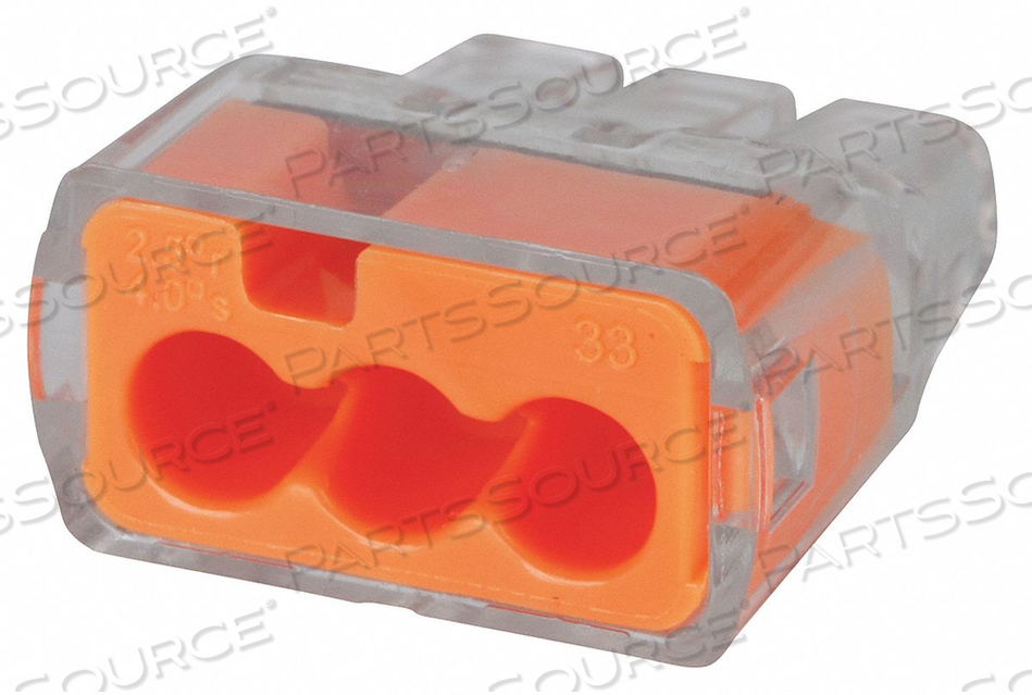 PUSH IN CONNECTOR 3 PORT ORANGE PK100 by Ideal Industries Inc.