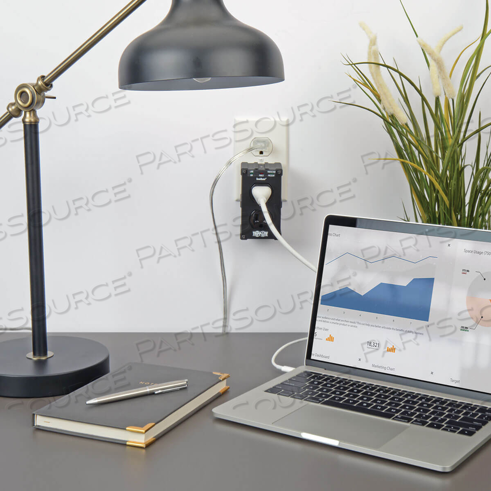 ISOBAR SURGE PROTECTOR WALL MOUNT DIRECT PLUG IN 2 OUT 1410 JOUL by Tripp Lite