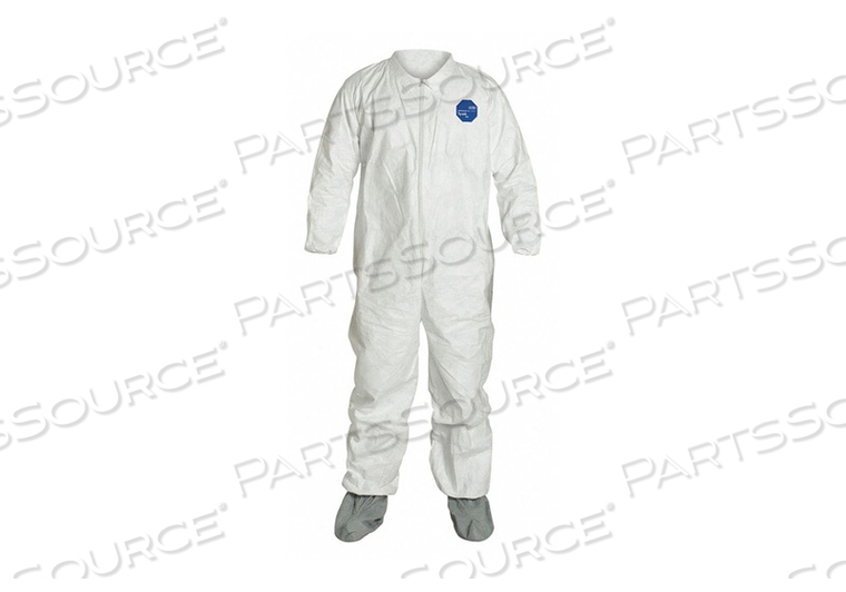 COLLARED COVERALL W/SOCKS WHITE M PK25 by DuPont