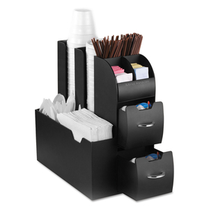 COFFEE CONDIMENT CADDY ORGANIZER, 10 COMPARTMENTS, 5.4 X 11 X 12.6, BLACK by Mind Reader