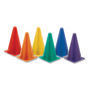 INDOOR/OUTDOOR HIGH VISIBILITY PLASTIC CONE SET, ASSORTED COLORS, 6/BOX by Champion Sports