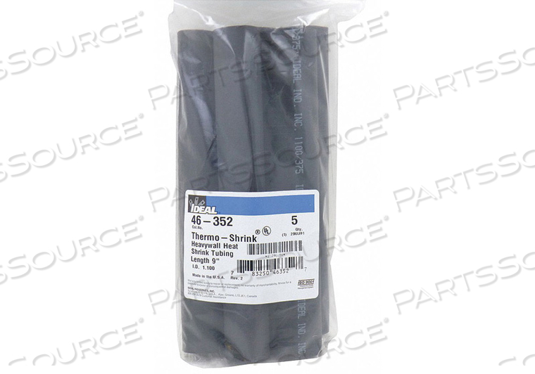SHRINK TUBING 1.1IN ID BLACK 9IN PK5 by Ideal Industries Inc.
