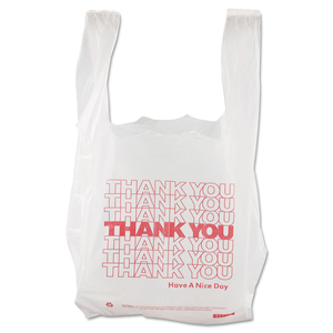 THANK YOU HIGH-DENSITY SHOPPING BAGS, 8" X 16", WHITE, 2,000/CARTON by Barnes Paper Company