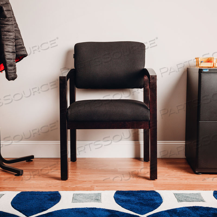 INTERION FABRIC GUEST CHAIR - BLACK WITH CHERRY FRAME by Global Seating Solutions LLC INTERION FABRIC GUEST CHAIR - BLACK WITH CHERRY FRAME by Global Seating Solutions LLC