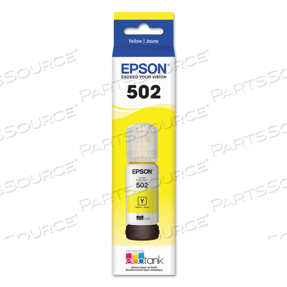 EPSON 502 WITH SENSOR - YELLOW - ORIGINAL - INK TANK - FOR ECOTANK ET-2700, ET-2750, ET-3700, ET-3750, ET-4750, EXPRESSION ET-2700, ET-2750, ET-3700 