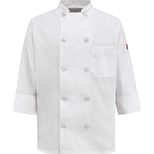 CHEF DESIGNS WOMEN'S 10 BUTTON-FRONT CHEF COAT, PEARL BUTTONS, WHITE, POLYESTER/COTTON, 2XL by VF Imagewear, Inc.