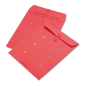 COLORED PAPER STRING AND BUTTON INTEROFFICE ENVELOPE, #97, ONE-SIDED FIVE-COLUMN FORMAT, 10 X 13, RED, 100/BOX by Quality Park Products COLORED PAPER STRING AND BUTTON INTEROFFICE ENVELOPE, #97, ONE-SIDED FIVE-COLUMN FORMAT, 10 X 13, RED, 100/BOX by Quality Park Products