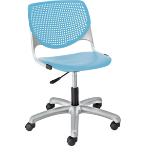 POLY TASK CHAIR WITH CASTERS AND PERFORATED BACK - SKY BLUE by KFI