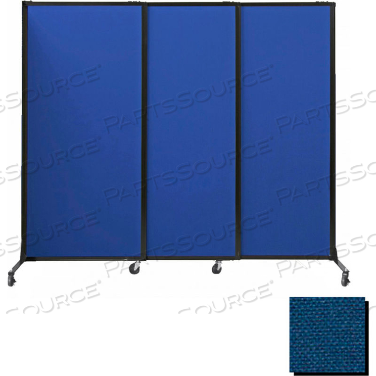 PORTABLE ACOUSTICAL PARTITION PANELS, SLIDING PANELS, 70"X7' FABRIC, WITH CASTERS, NAVY BLUE by Versare Solutions, Inc.
