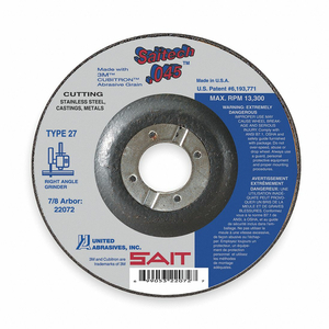 ABRASIVE CUT-OFF WHEEL T27 6 IN. 7/8 IN. by United Abrasives-Sait