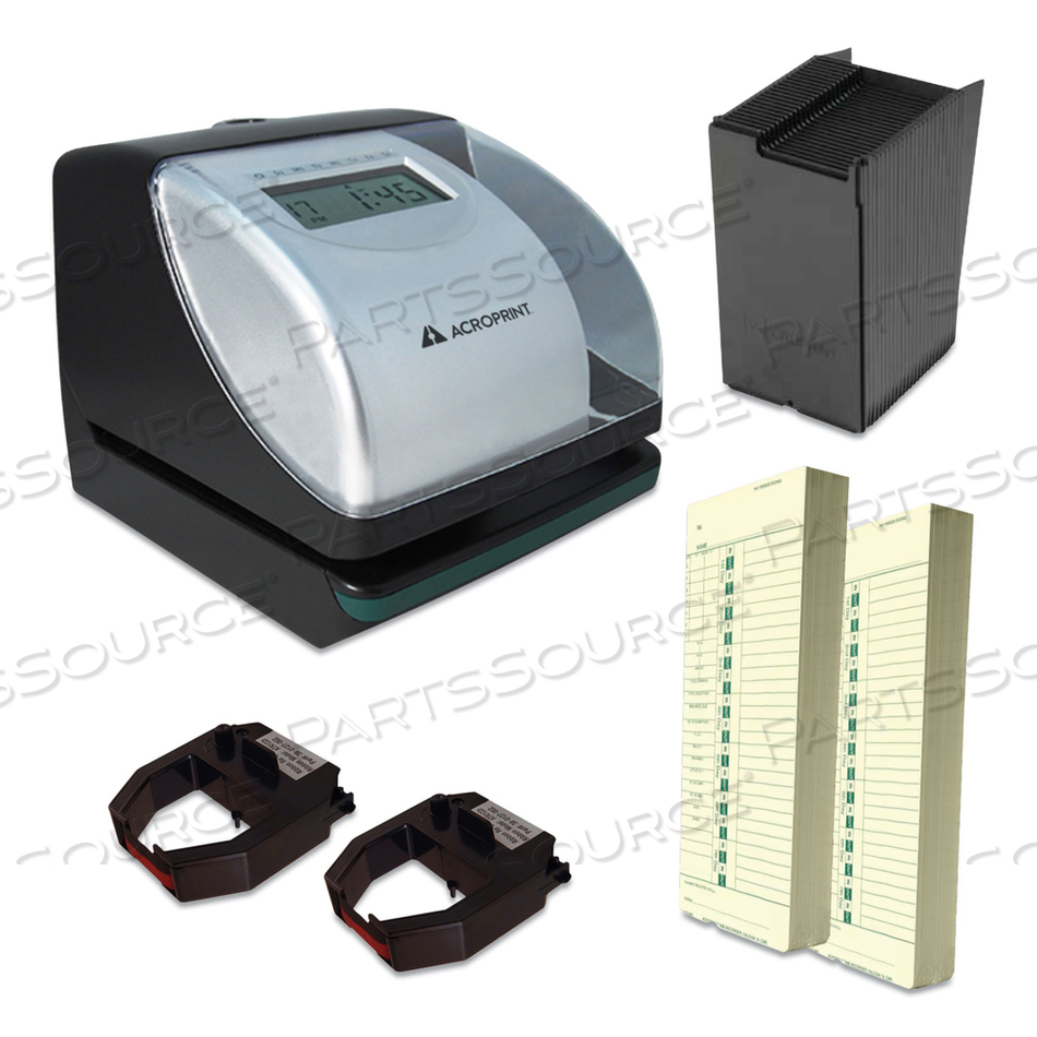 ES700 TIME CLOCK AND DOCUMENT STAMP BUNDLE, DIGITAL DISPLAY, BLACK/SILVER by Acroprint ES700 TIME CLOCK AND DOCUMENT STAMP BUNDLE, DIGITAL DISPLAY, BLACK/SILVER by Acroprint