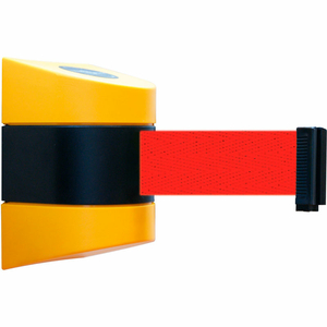 TENSABARRIER SAFETY CROWD CONTROL YELLOW 15' MAGNETIC WALL MOUNT WITH RED BELT by Tensabarrier