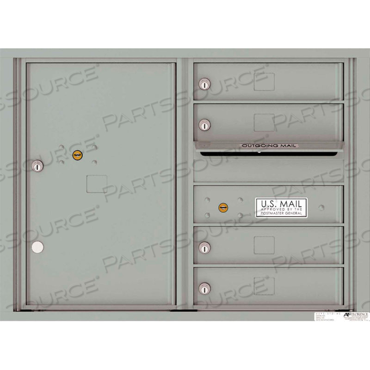 VERSATILE 4C MAILBOX 4C06D-04, 23-1/4"H, 4 MAILBOXES, 1 PARCEL, FRONT LOADING, SILVER, USPS by Florence Manufacturing Company