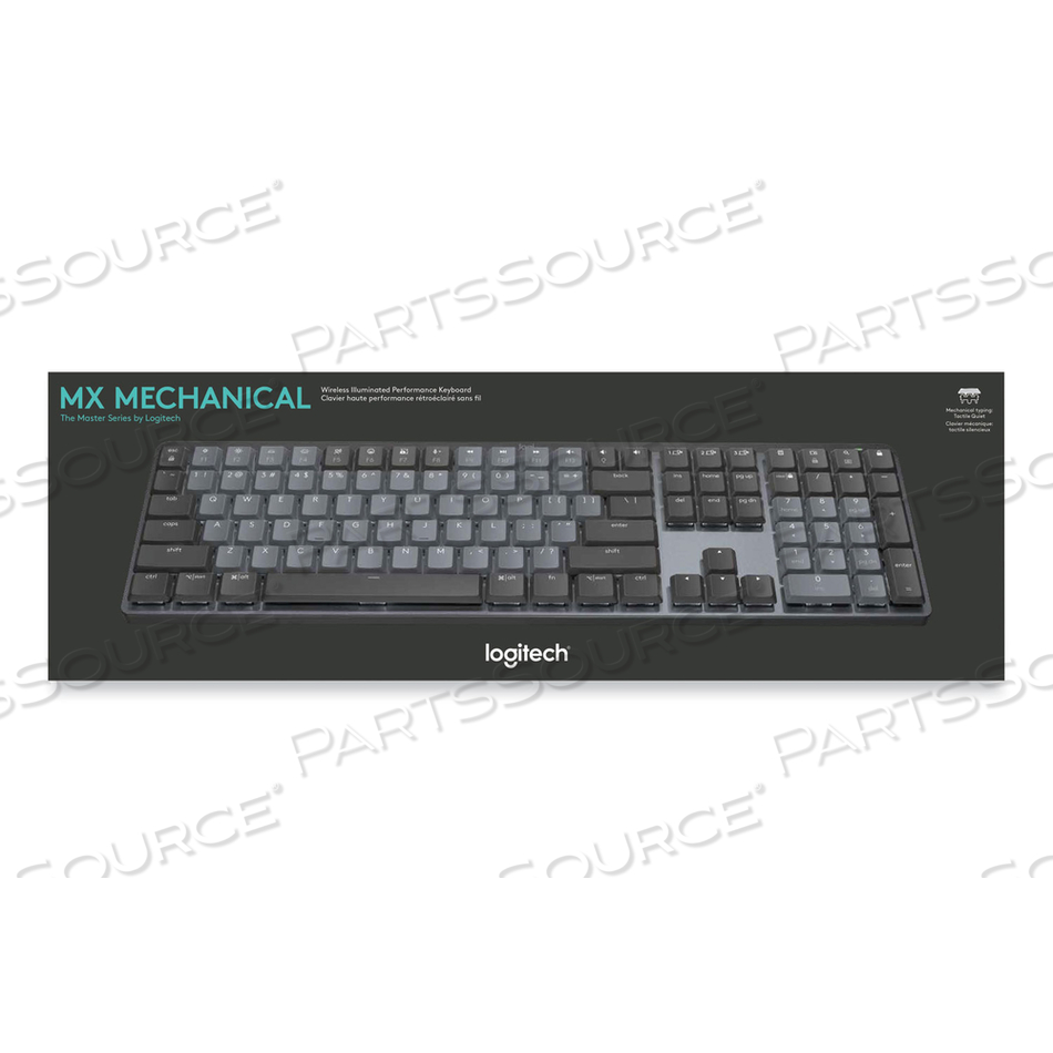 LOGITECH MX MECHANICAL WIRELESS ILLUMINATED KEYBOARD - KEYBOARD - FULL SIZE - BACKLIT - WIRELESS - 2.4 GHZ, BLUETOOTH LE - KEY SWITCH: TACTILE QUIET by Logitech