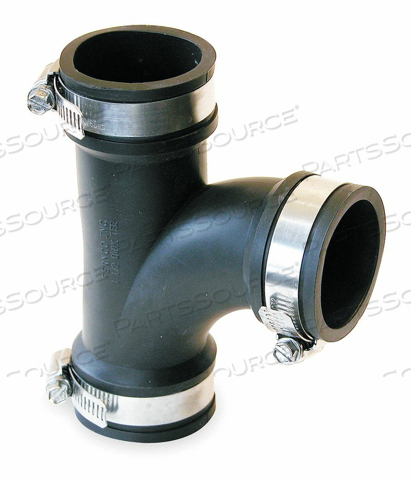 FLEXIBLE TEE, PVC, FOR 1 1/2 IN PIPE, 5 13/16 IN OVERALL LG, 3 CLAMPS INCLUDED by Fernco