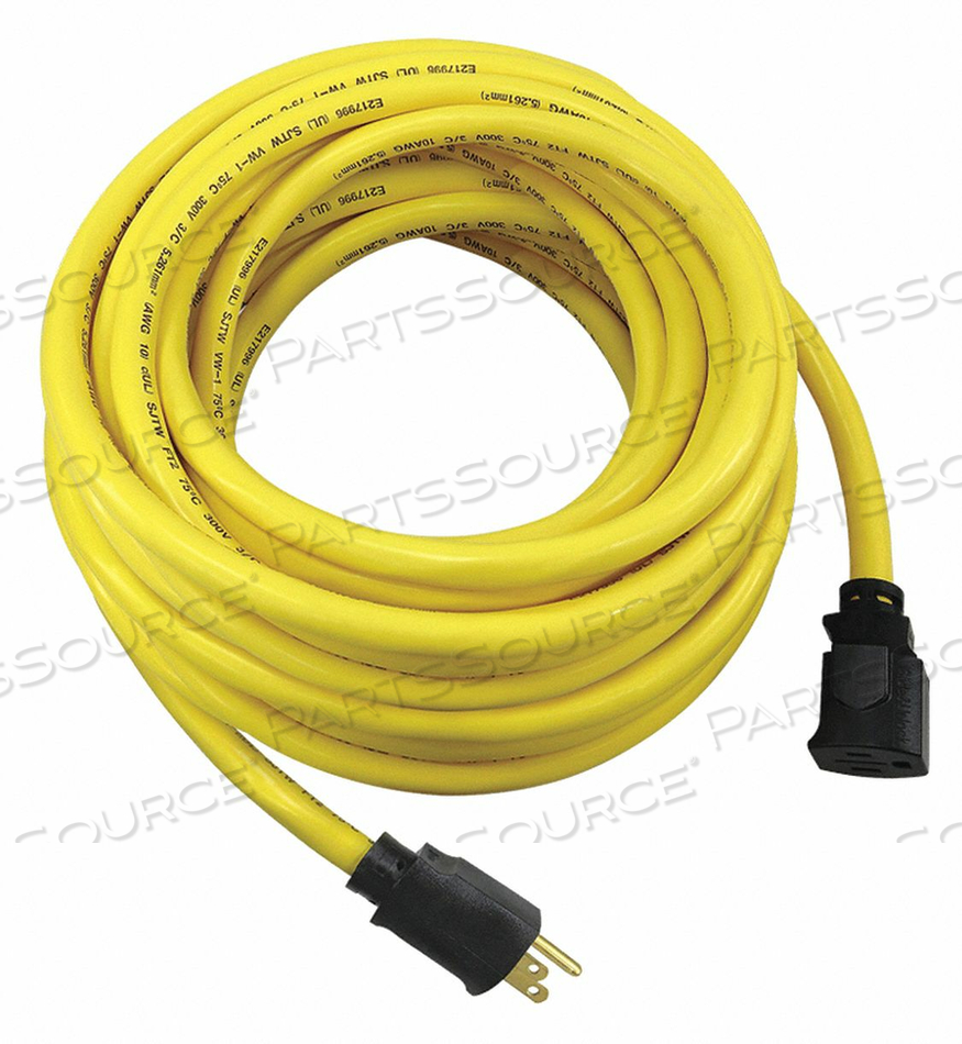 POWER CORD EXTENSION, 50 FT, 15 A, 125 VAC, 10 AWG, NEMA 5-15P TO NEMA 5-15R, YELLOW by Power First POWER CORD EXTENSION, 50 FT, 15 A, 125 VAC, 10 AWG, NEMA 5-15P TO NEMA 5-15R, YELLOW by Power First