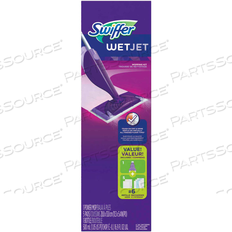 WETJET MOP STARTER KIT, 46" HANDLE - SILVER/PURPLE, 2/CARTON 