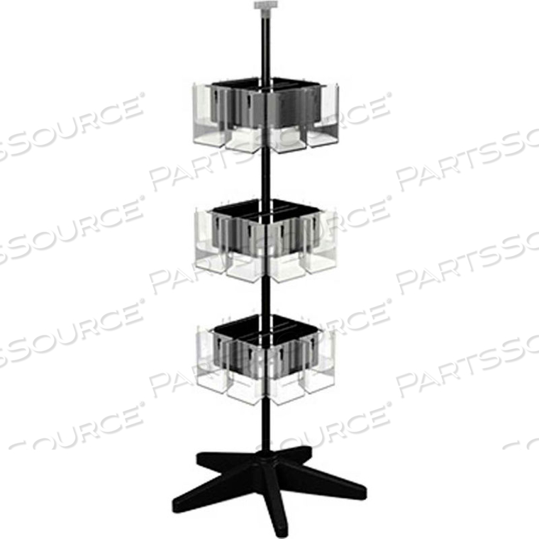 ROTATING LITERATURE DISPLAY W/ 24 CLEAR POCKETS & HEAVY DUTY BASE, BLACK by Vulcan Industries