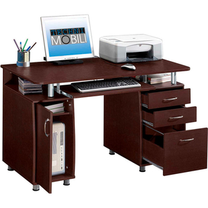 TECHNI MOBILI COMPLETE COMPUTER WORKSTATION DESK WITH STORAGE, CHOCOLATE by Rta Products LLC