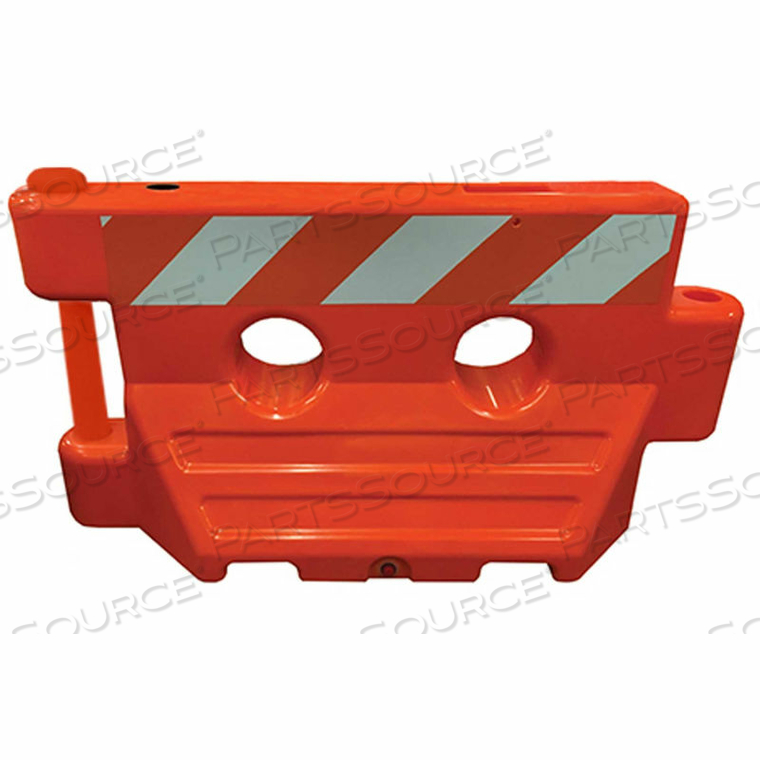 WATER FILLED BARRICADE SYSTEM, PLASTIC, INTERLOCKING, ORANGE, 60"L X 24"W X 36"H by Plasticade WATER FILLED BARRICADE SYSTEM, PLASTIC, INTERLOCKING, ORANGE, 60"L X 24"W X 36"H by Plasticade