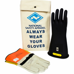 ARCGUARD CLASS 2 RUBBER VOLTAGE GLOVE KIT, BLACK, SIZE 11 by National Safety Apparel