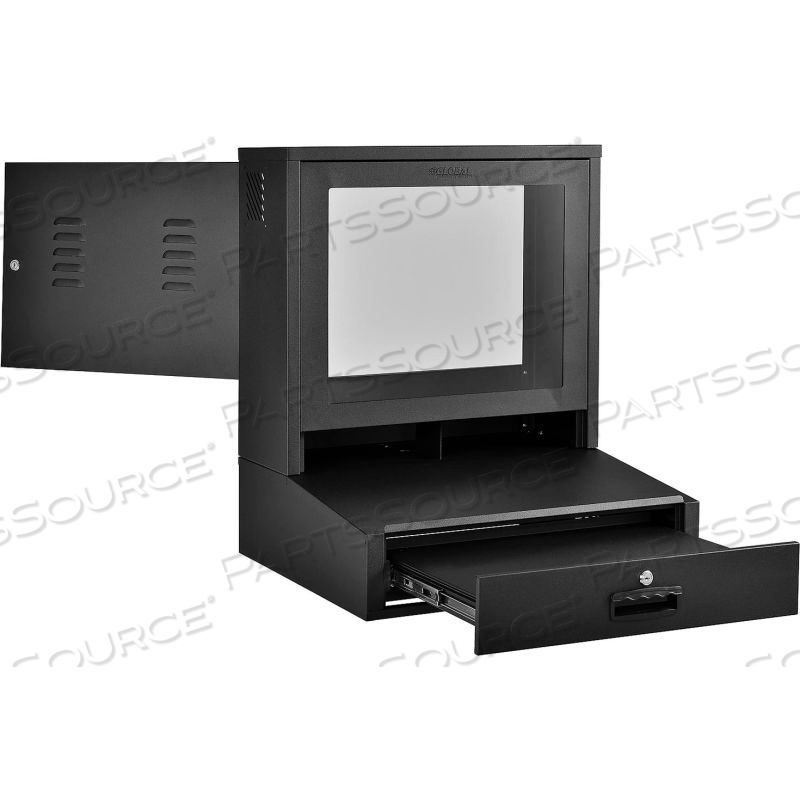 LCD COUNTER TOP SECURITY COMPUTER CABINET, BLACK by Approved Vendor LCD COUNTER TOP SECURITY COMPUTER CABINET, BLACK by Approved Vendor
