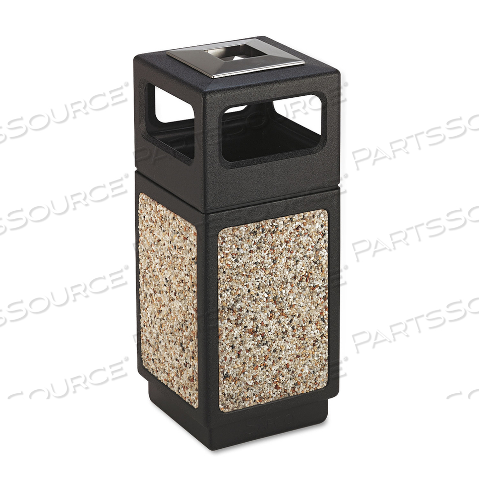 CANMELEON AGGREGATE PANEL RECEPTACLES, 15 GAL, POLYETHYLENE/STAINLESS STEEL, BLACK by Safco