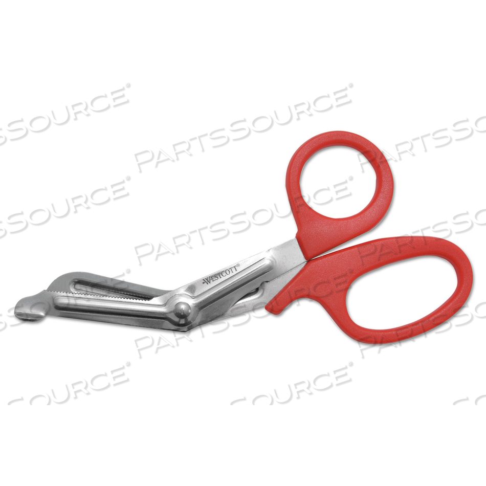 STAINLESS STEEL OFFICE SNIPS, 7" LONG, 1.75" CUT LENGTH, RED OFFSET HANDLE by Westcott