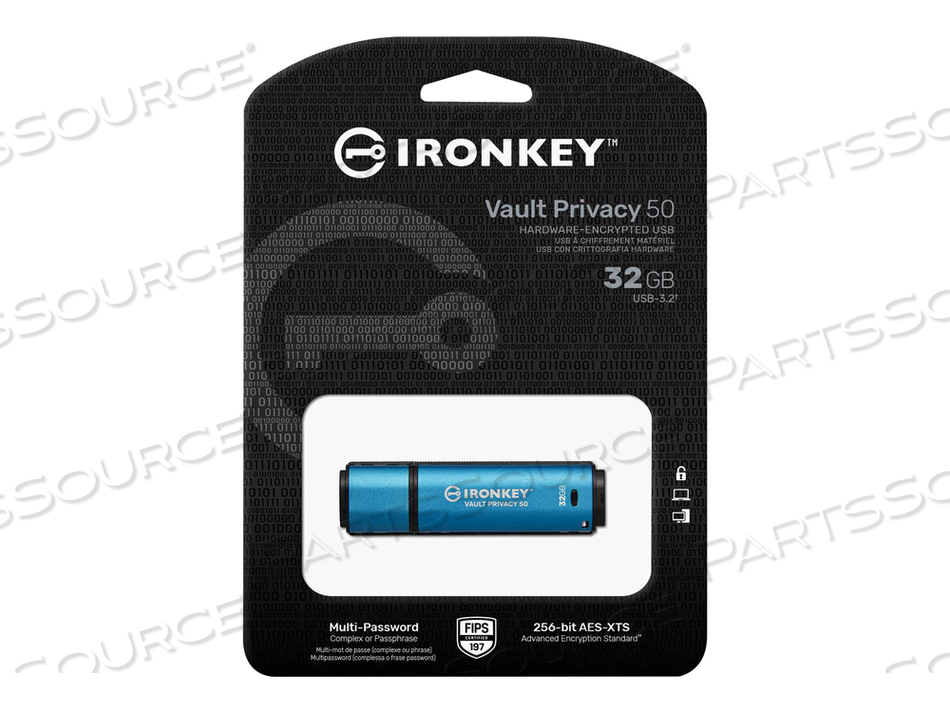 IRONKEY VAULT PRIVACY 50 SERIES, USB FLASH DRIVE, ENCRYPTED, 32 GB, USB 3.2 GEN 1, TAA COMPLIANT by Kingston Technology IRONKEY VAULT PRIVACY 50 SERIES, USB FLASH DRIVE, ENCRYPTED, 32 GB, USB 3.2 GEN 1, TAA COMPLIANT by Kingston Technology