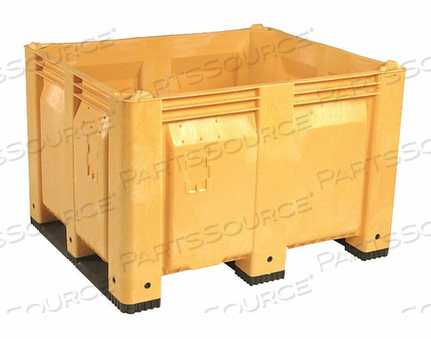 PALLET CONTAINER SOLID WALL 48X40X31 SHORT SIDE RUNNERS YELLOW 1500 LB. CAPACITY by Decade Products