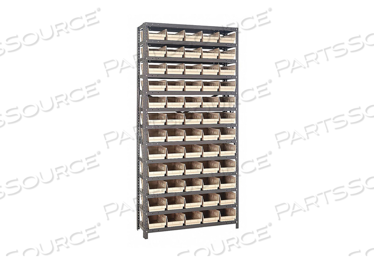E1507 BIN SHELVING 75 OVERALL H 60 BINS IVORY by Quantum Storage Systems E1507 BIN SHELVING 75 OVERALL H 60 BINS IVORY by Quantum Storage Systems