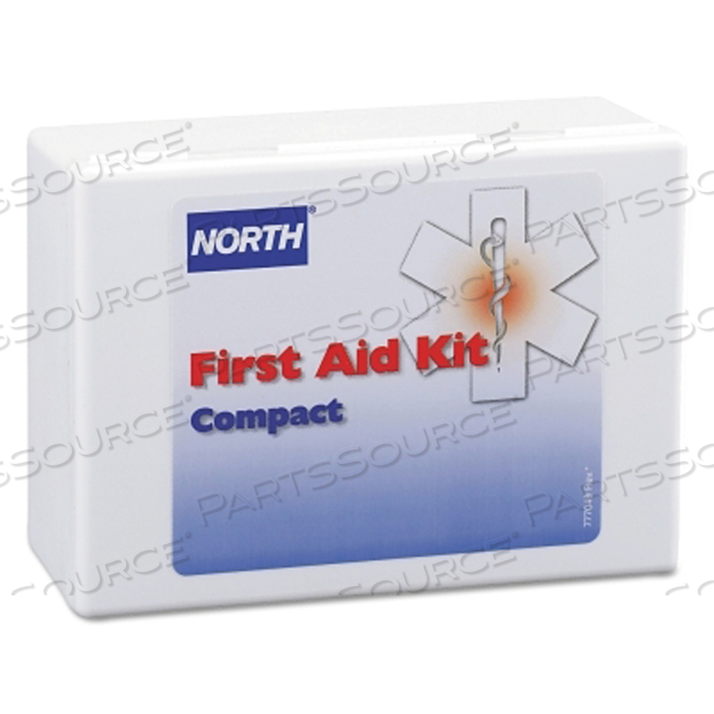 COMPACT FIRST AID KIT, GENERAL PURPOSE, PLASTIC CASE 