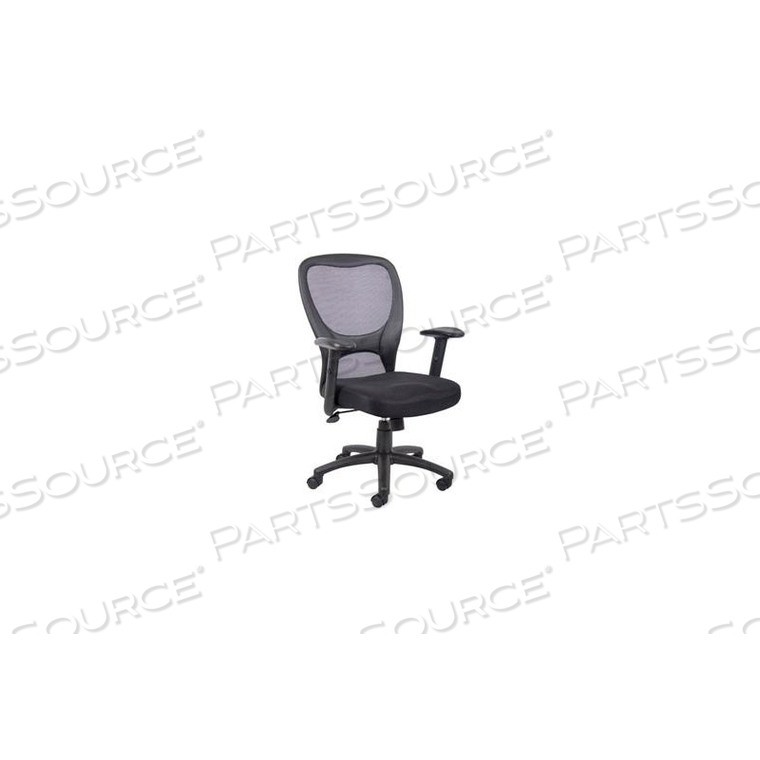 INTERION MESH TASK CHAIR WITH ARMS - FABRIC - HIGH BACK - BLACK by Boss