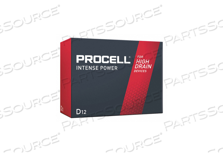 BATTERY, PROCELL INTENSE, D, ALKALINE, 1.5VDC, 15,500 MAH (PACK OF 12) by Duracell BATTERY, PROCELL INTENSE, D, ALKALINE, 1.5VDC, 15,500 MAH (PACK OF 12) by Duracell