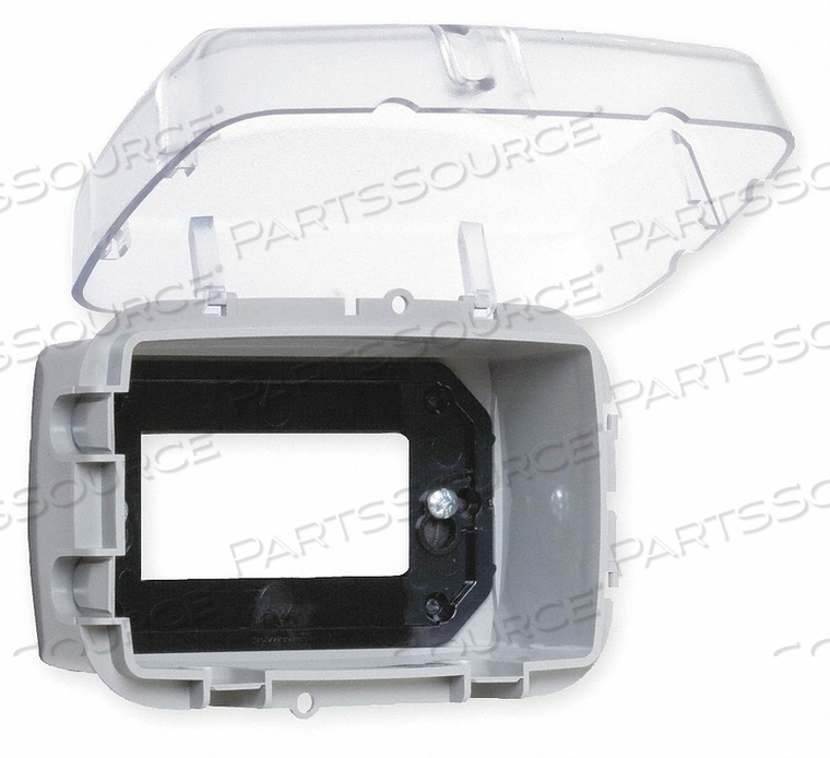 WEATHERPROOF RECEPTACLE COVER, 5.77 IN. H X 4.00 IN. W X 3.00 IN. D, POLYCARBONATE, GRAY/CLEAR by Intermatic