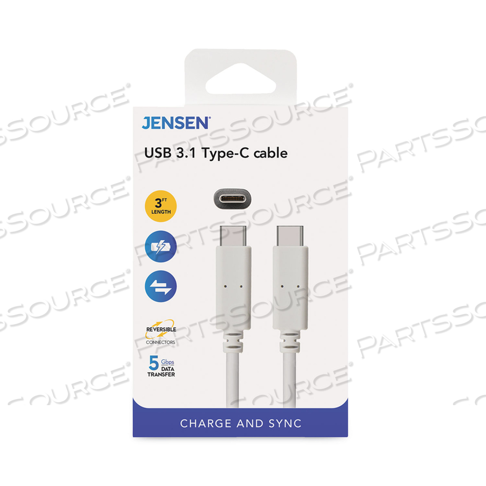 USB-C 3.1 TYPE-C, 5 GBPS, 3 FT, WHITE 