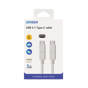 USB-C 3.1 TYPE-C, 5 GBPS, 3 FT, WHITE by Jensen