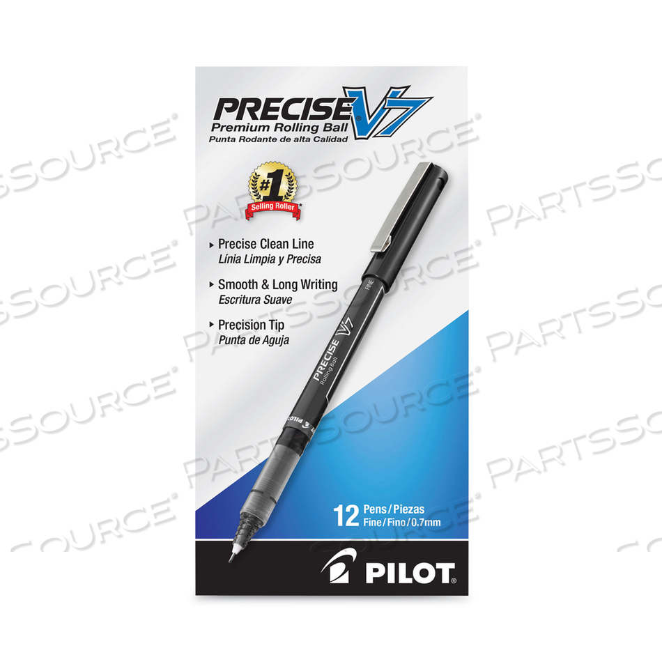PRECISE V7 ROLLER BALL PEN, STICK, FINE 0.7 MM, BLACK INK, BLACK BARREL by Pilot