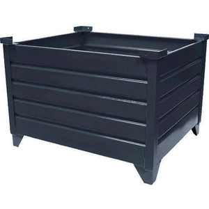 STACKABLE STEEL CONTAINER SOLID, 48"L X 48"W X 24"H, BLACK by Topper Industrial