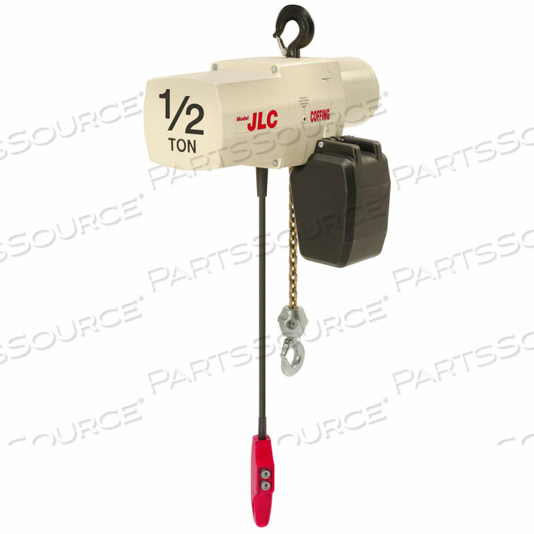 COFFING JLC 1/2 TON, ELECTRIC CHAIN HOIST W/ CHAIN CONTAINER, 15' LIFT, 16 FPM, 115/230V by Columbus McKinnon