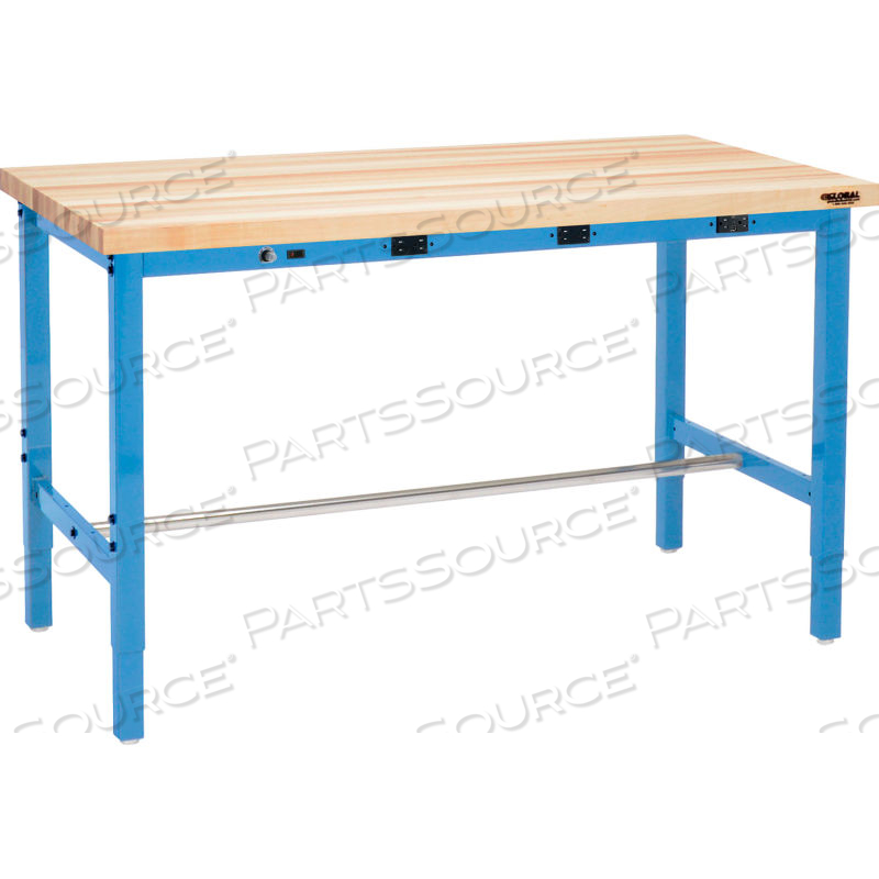 60 X 30 PACKING WORKBENCH - POWER APRON - MAPLE BLOCK SQUARE EDGE BLUE 