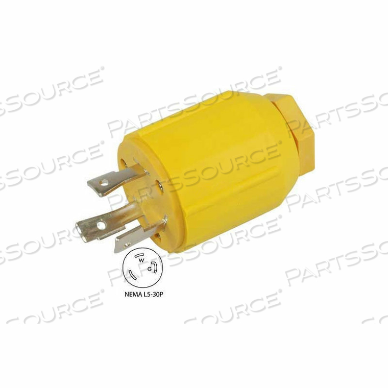30-AMP LOCKING ASSEMBLY PLUG WITH NEMA L5-30P MALE END, 2 POLE- 3 WIRE by Conntek Integrated Solutions, Inc.
